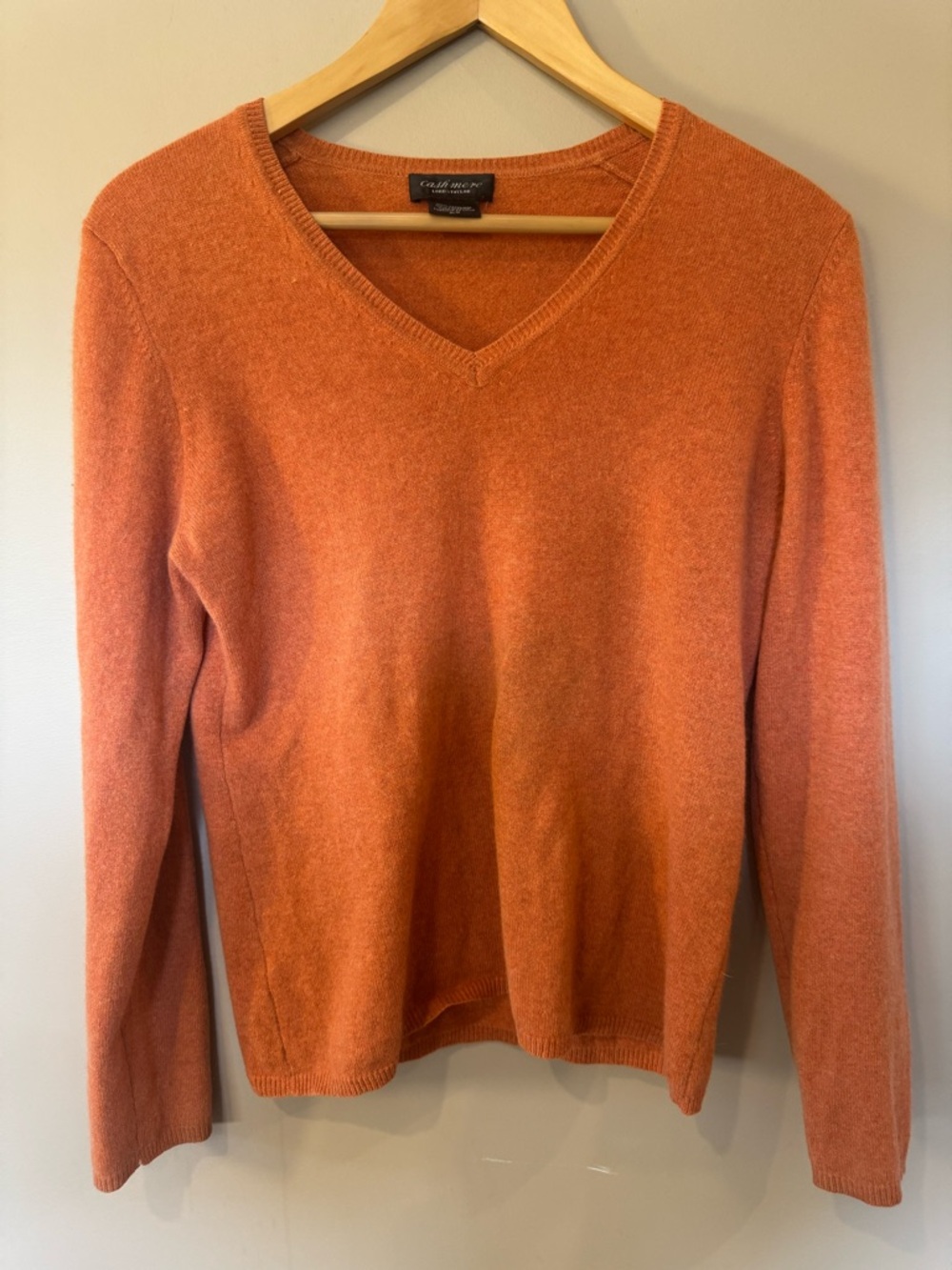 Lord & Taylor Women's Orange V-Neck Sweater